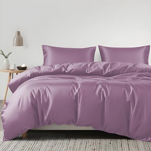 Linenwalas Tencel Lyocell Duvet Cover Set, Eucalyptus Cooling Lightweight Silk Comforter Cover Set with Zipper Closure & Corner Ties (Lilac, King) by Linenwalas - Used condition - US$28.72
