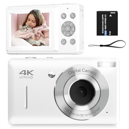 Câmera digital para crianças, câmera digital FHD 1080p 44MP apontar e fotografar com detecção de ros