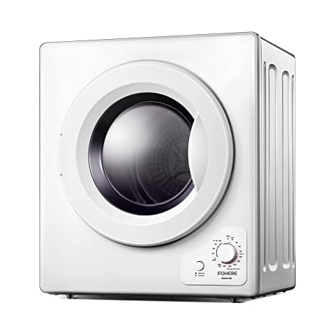 4KG Vented Tumble Dryer with Sensor Dry, FOHERE 1200W Compact Tumble Dryer with Stainless Steel Tub, Control Panel Downside Easy Control for 5 Automatic Drying Mode, White Cover