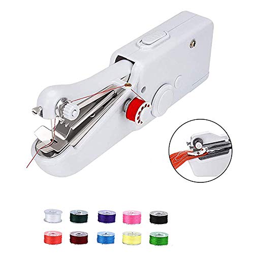 DmHirmg Máquina de Coser de Mano: máquina de Coser eléctrica portátil, Mini máquina de Coser inalámbrica, reparación rápida de Tela, Ropa, Tela para niños, Uso en Viajes domésticos
