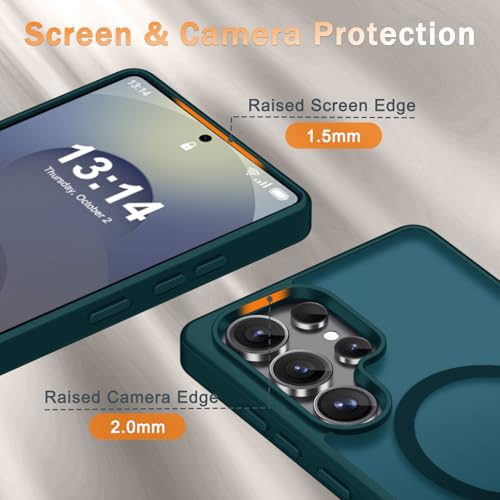 Image of for Samsung Galaxy S25 Ultra Case, Matte Magnetic Phone Cover, Blue | Fit for MagSafe, Screen Protector included, Shockproof Military Grade Protection, Translucent Frosted Back