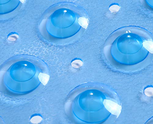 Tike Smart Extra-Long Non-Slip Bathtub & Shower Mat 39”X16” (Smooth/Non-Textured Tubs Only) Safe, Clean, Machine-Washable, Superior Grip&Drainage, Vinyl, Transparent Light Blue #TOP3