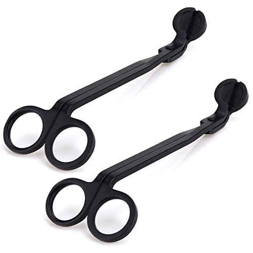 Noneea 2pcs Candle Wick Trimmer, Polished Wicker Scissors, go deep into The Candle to Cut Spent Chips, Allow The Cleaner to Burn and Prevent Smoke buildup (Black)