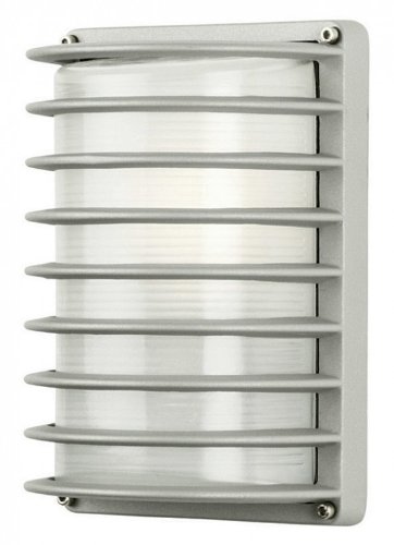 WO814SIMB6 Outdoor Wall Basis Rectangular Grid Silver Medium Base Incandescent 60W A19