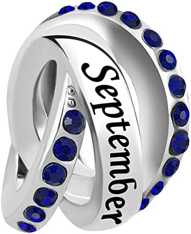 LSxAB January-December 12 Months Color Birthstone Birthday Charm Compatible with Pandora Bracelets