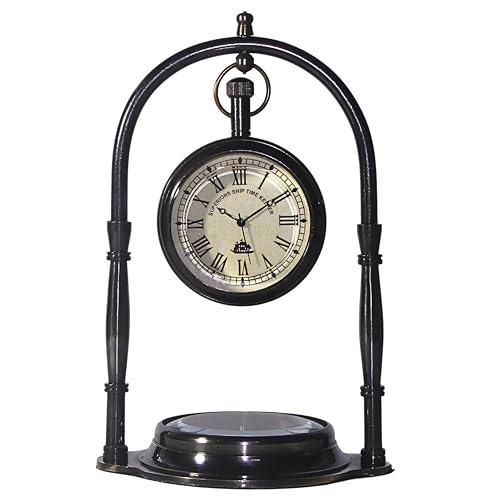LIARA-Vintage Brass Table Clock Compass | Vintage Nautical Design, Elegant