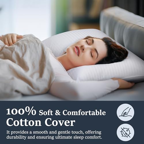 Image of COZSINOOR Goose Feather Pillows Queen Size Set of 2 - Hotel Down Bed Pillow for Sleeping, Soft 600 TC Cotton Cover, Fluffy Support Surround Fill Down Alternative for Back, Stomach, Side Sleepers