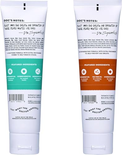 Dr. Squatch Hydroxyapatite Toothpaste Whitening - Natural, Fluoride-Free Toothpaste - Enamel Support - Day & Night Set - Citrus Mint & Spearmint, (4.7 oz, 2-Pack) - Thumbnail 6