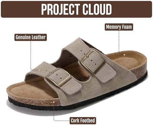 Project Cloud 100% Genuine Leather Womens Sandals Slides for Women (Venita) - 1