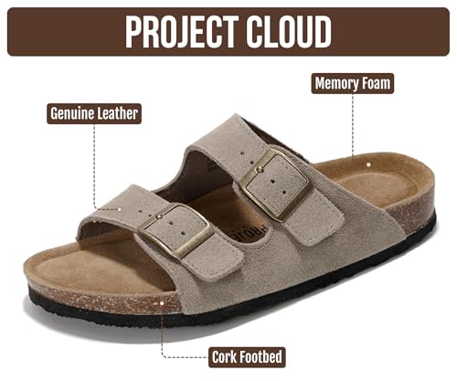 Project Cloud 100% Genuine Leather Womens Sandals Slides for Women (Venita)