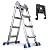 HBTower Ladder, A Frame 4 Step Extension Ladder, 17 Ft Multi Position Ladder with Removable Tool Tray and Stabilizer Bar, 330 lbs Capacity Telescoping Ladder for Household and Outdoor Work