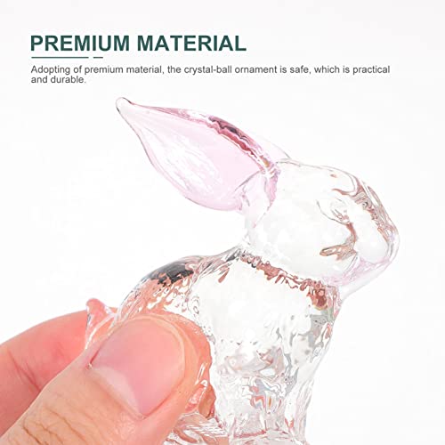 Vosarea Bunny Figurine Glass Rabbit Decoration Crystal Clear Animal Sculpture Hand Blown Art Paperweight Ornament Collectibles For Centerpiece Table Home Decoration A #TOP1