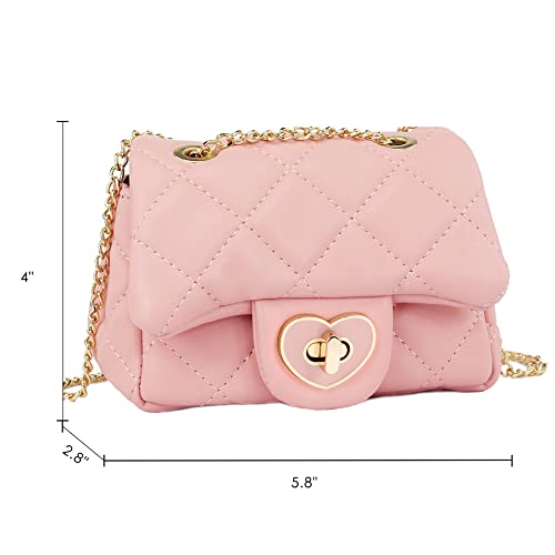 Image of CMK Trendy Kids Glitter Toddler Purse for Girls Sparkly Quilted Little Girl Purses (Lambskin pink), mini