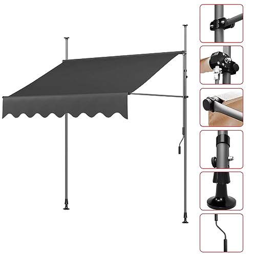Auvent d'extérieur rétractable manuel avec manivelle blanche 2x1,2m - 6