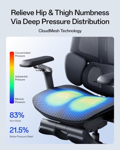 Hbada E3 Pro 2026 Edition Ergonomic Office Chair, Mesh Desk Chair with 3-Zone Floating Lumbar Support, Upgraded 4D Headrest, 720° Armrests, Black with Footrest — view 6