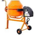 Cement Mixer, 3 Cu. Ft Electric Concrete Mixer Machine, 120v AC Motor Portable Power Cement Mixers for Mortar, Stucco and Fodder, Orange