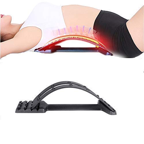VIPREKHO Pain Relief Lumbar Region Support Device Posture Corrector with Cushion Removable Chiropractic Back Stretcher Lower Lumbar Massage Support