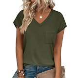 camisetas verde y amarillo MATERIAL: Esta camiseta de mujer está hecha de un material agradable a la piel, transpirable, suave y duradero, perfecto para adolescentes, niñas, preadolescentes, mujeres, madres y esposas.