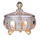 Elegante tarro de cristal con tapa, 17 x 17,5 cm, para dulces y alimentos secos, bodas y fiestas