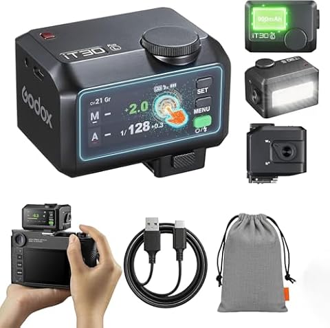 Godox iT30Pro-L TTL Mini Lampa Błyskowa do Leica, GN15, 560 Błysków Pełnej Mocy, 1,5 s Czas Recyklingu, HSS 1/8000 s, 2,4G X Nadajnik/Odbiornik, Ekran Dotykowy, USB-C, do Podróży Street Portret