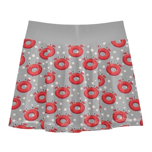 Girls Skorts High Waist Athletic Skirts with Shorts Cute Crab Stretchy Teens Performance Tennis3