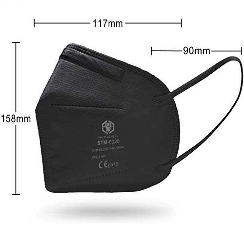 Protuxena FFP2 Maske, Medi-Air 5-Schicht-Filter-System, einzeln verpackt, schwarz, 10 Stück – Bild 4