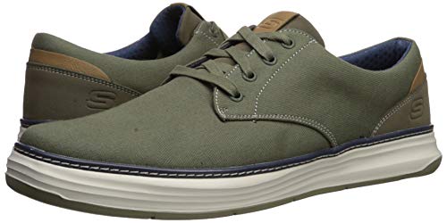 Skechers Men's Moreno Canvas Oxford Shoe, Olive, 8.5 Medium Us #TOP7