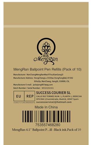 MengRan 4.5'' Ballpoint Ink Pen Refills for Twist Pens,1mm Medium Tip, Compatible with Cross Pen Refills (8513)(10 Pcs Black Ink) - Image 4