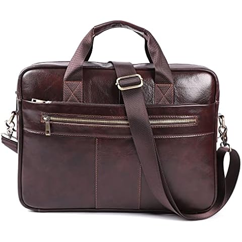BWHNER Leather Retro Casual Briefcase Men's Shoulder Bag Laptop Bag Durable Cover
