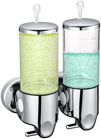 TsunNee 1000ML Double Chamber Pumps Soap Dispenser, Wall-mounted Manual Hand Sanitizer Dispenser, Shampoo Shower Gel Dispenser Lotion Container for Toilet Bathroom Kitchen Hotel Office