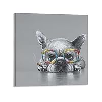 Amazon.co.jp: 犬 フレンチブルドッグ アート 黒白 眼鏡 喫煙