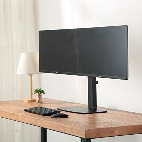 Two monitors mounted on the Ewent EW1538 desk mount, front view