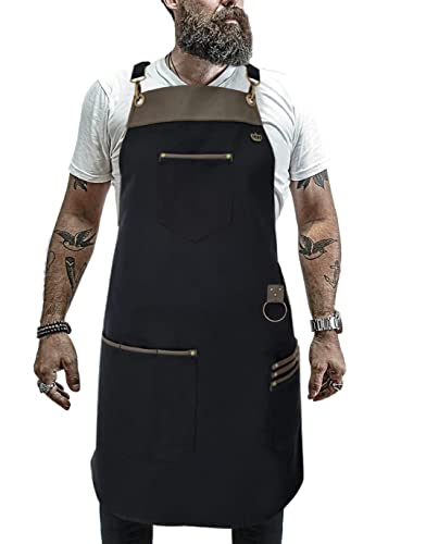 Avental Churrasqueiro Cozinheiro Sorveteria Food Truck Sarja e Couro Legítimo