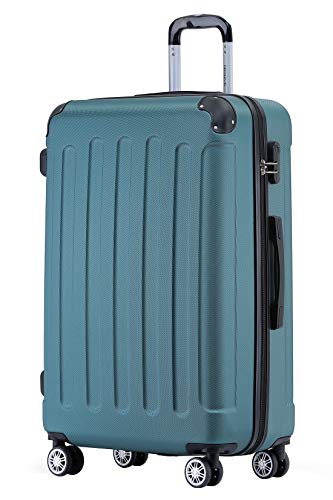 BEIBYE Zwillingsrollen Hardcase Reisekoffer Koffer Trolleys Hartschale in XL-L-M in 14 Farben (Dunkelgrün Großer Koffer (76 cm))