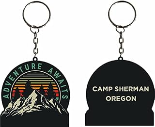 R and R Imports Camp Sherman Oregon Souvenir Metal Keychain - Adventure Awaits Design