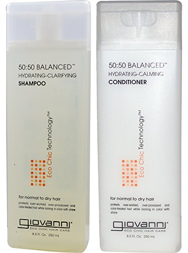 Giovanni All Natural 50-50 Balanced Hydrating Clarifying Shampoo and Conditioner Bundle for Men and Women with Aloe, Thyme and Rosemary (Sulfate and Paraben Free) 8.5 fl. oz. Each