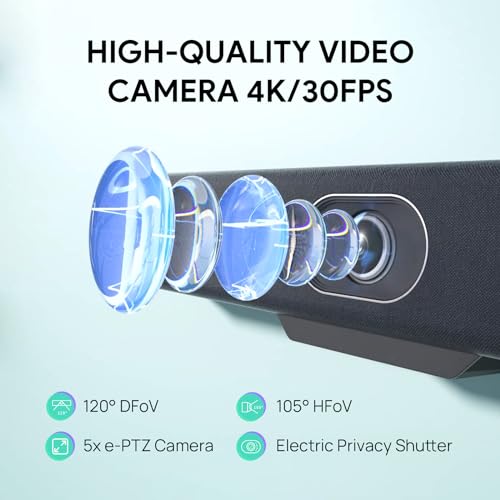 Image of Yealink UVC34 4K Conference Room Camera System 10 Microphone 8 MP All-in-One Video Conferencing System AI Auto Framing 120 Field of View Microsoft Teams Certified Webcam Zoom Rooms USB-A