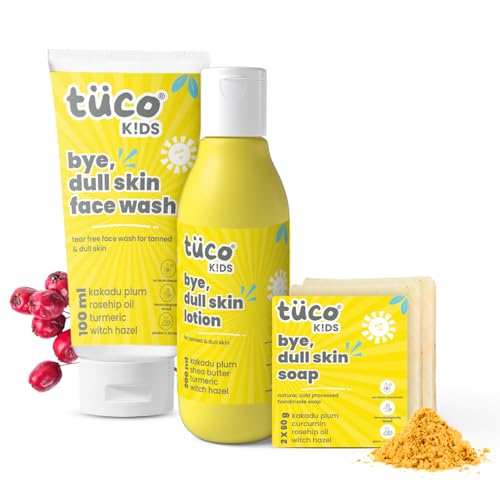 Image of Tuco Kids Dull Skin Soap (60 gm x 2), Face Wash (100 ml) & Dull Skin Body Lotion (200 ml) | Safe For Kids ages 2-5, 4-10, 10-15 years | Paraben Free & Sulfate Free | 420 gm-Pack of 3