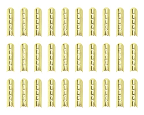 Tupalizy 30PCS Aglets for Shoelaces Repair Metal Shoe Lace Ends Tips Head Replacement for Paracord Hoodies Sneakers Canvas Boots Shoestrings Sweatshirt Strings DIY Shoelace Repairing, 4x23mm, Gold