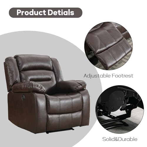 Sillón estándar reclinable marrón con cuero sintético miniatura 3