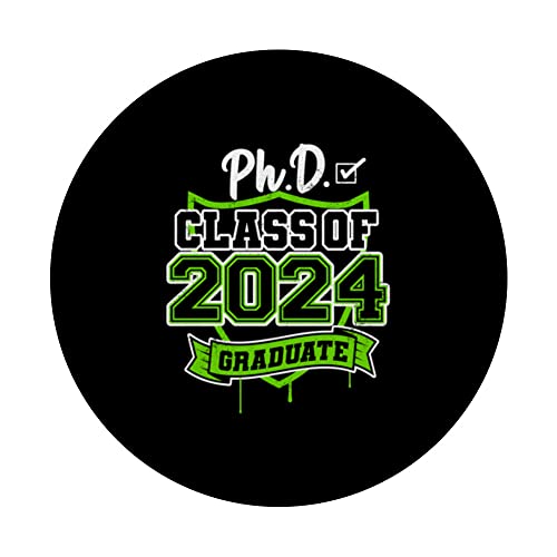 PHD Graduate Class of 2024 PopSockets Swappable PopGrip, Black - Image 3