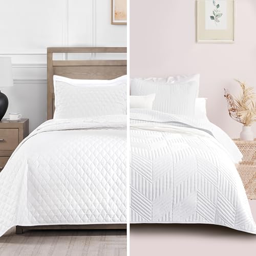 Exclusivo Mezcla Ultrasonic Reversible Full Queen Quilt Bedding Set and Modern Geometric Quilt Set Bundle
