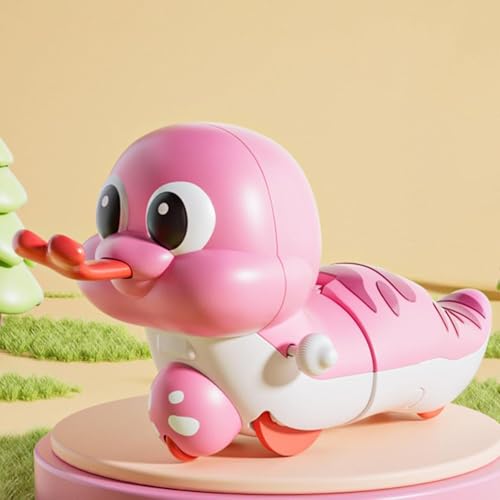 Image of Cute Wind-Up Duck Toy for Kids, Manual Clockwork Walking Duck, Colorful Cartoon Animal Toy for Toddlers & Children (Pink Duck)