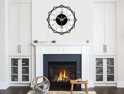 Image of Stylish Metal Wall Clock for Living Room, Bedroom, Office, Kitchen, Home and Hall | Antique Fancy Big Size Modern Wall Watch for Home Decor (Style-33, 50 CM)