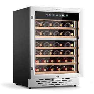24 Inch Wine Fridge Dual Zone,52 Bottles(Bordeaux 750ml) Wine Cooler Refrigerator With Dual Temperature Control(41-68°F),7 Removeable Shelves,Stainless Steel,Built-in/Freestanding For Home