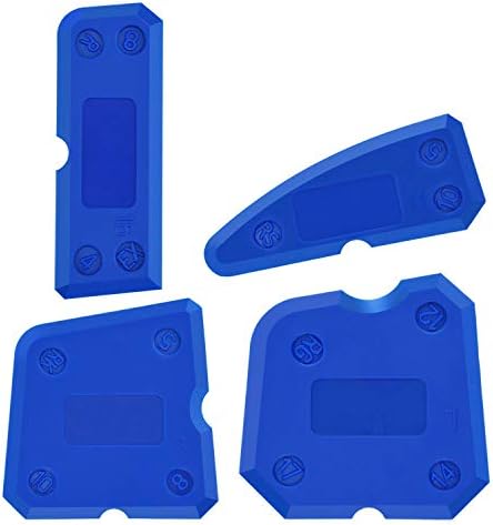 XCOZU 4-Piece Portable Blue Silicone Caulking Kit - Multi-Edge Sealant Applicator Tool Smoother Mastic Tool for Kitchens, Bathrooms