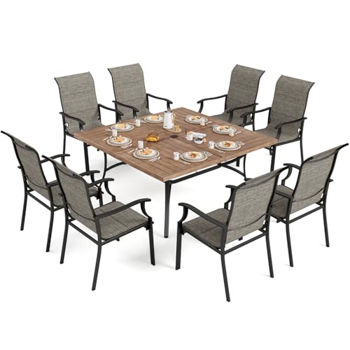 Bronislovas 8 - Person Square Outdoor Dining Set Perfect for Entertaining 10 SUNSHINE VALLEY 9 Piece Patio Dining Sets for 8, Outdoor Table and Chairs Set with Large Square Patio Dining Table and 8pcs Patio Stable Chairs, Outdoor Dining Sets for Backyard Deck Garden
