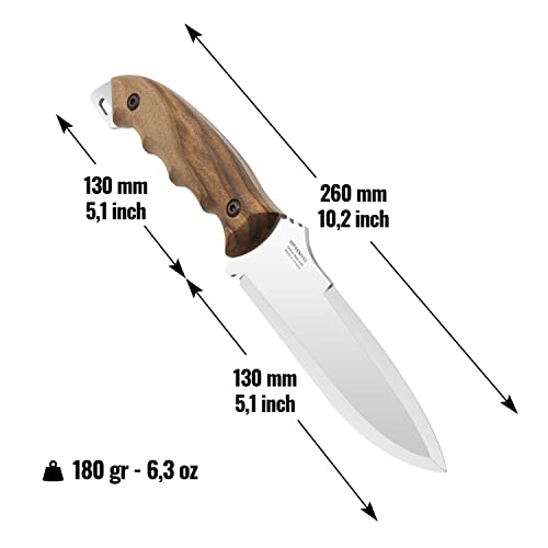 Bps Knives Hk2 - Handmade Carbon Steel Knife - Fixed Blade Full Tang Camping Knife - Hunting Bushcraft Knife With Leather Sheath - Utility Outdoor Knives - Scandinavian Sharpening Camp Knife #TOP3