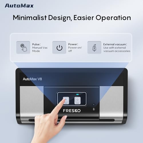 FRESKO Automatic Vacuum Sealer Machine, 140 Watts, with Dry/Moist Food Detection, 2 Rolls Bag (AutoMax V8) - Thumbnail 5