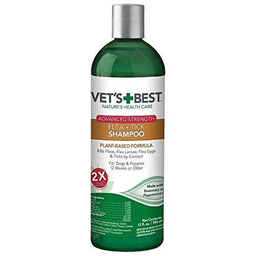 Vet’s Best Flea and Tick Advanced Strength Dog Shampoo | Flea Treatment for Dogs | Flea Killer with Certified Natural Oils | 12 Ounces